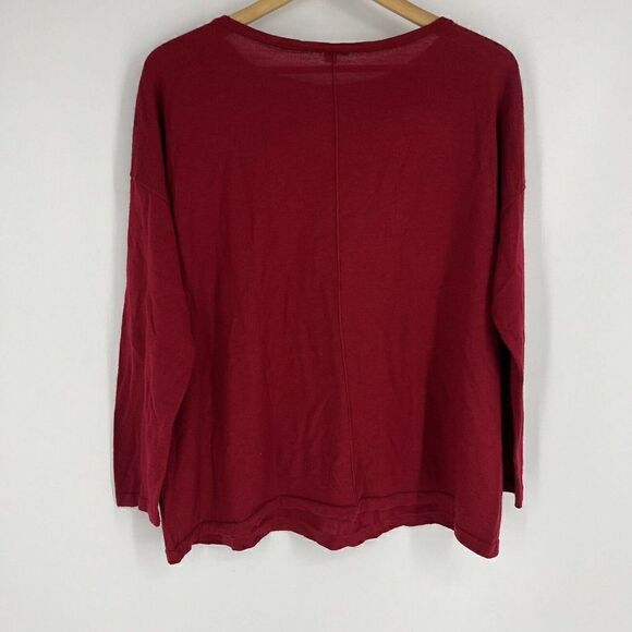 J Jill Sweater Size 1X Womens Red Washable Merino Wool Dolman Sleeve Top Knit - Picture 5 of 8